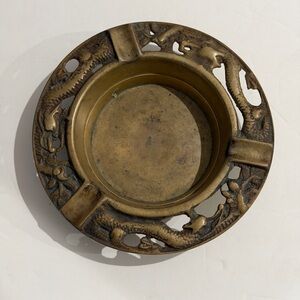 Vintage Dragon Brass Ashtray Cigar Cigarette Ornate Gift